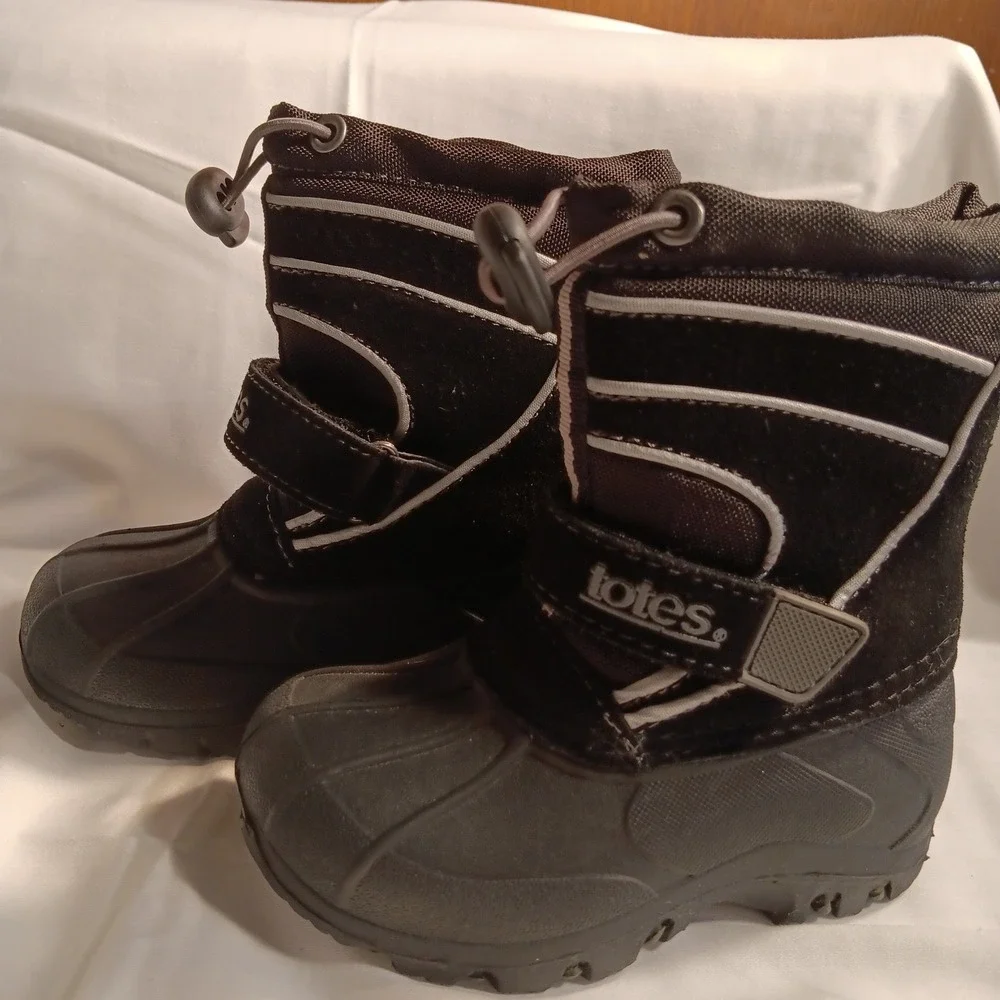 Totes Toddler Black Winter Snow Boots Toddler‎ Size 6 Waterproof Adjustable